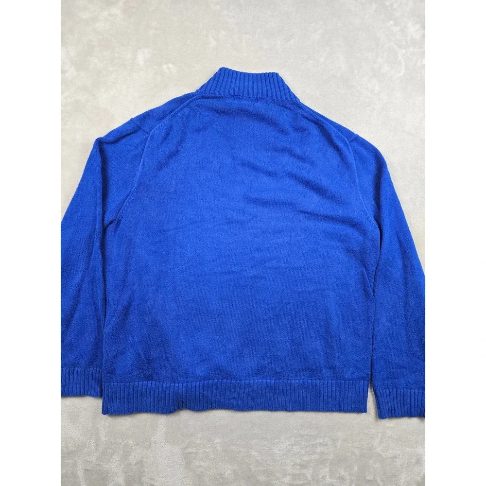 Polo Ralph Lauren Quarter Zip Sweater Mens XXL Blue Cotton Knit Red Pony Logo